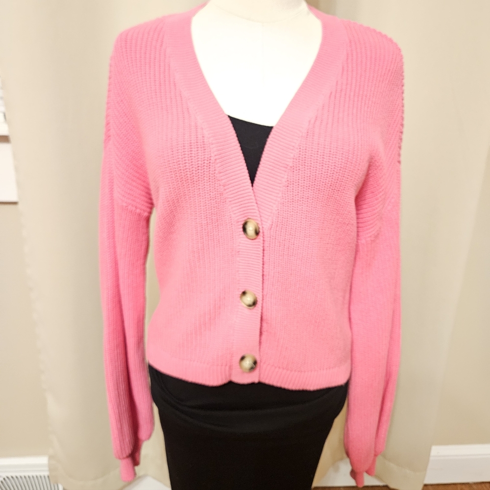 Bar III Vibrant Pink Cardigan Sweater Size S